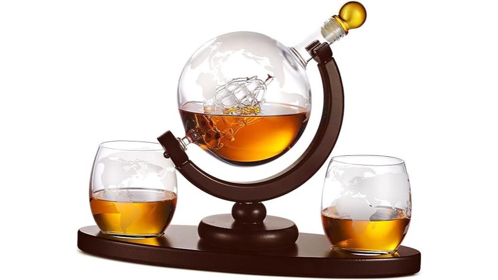 elegant globe shaped whiskey set