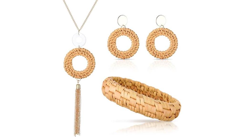 elegant rattan jewelry set