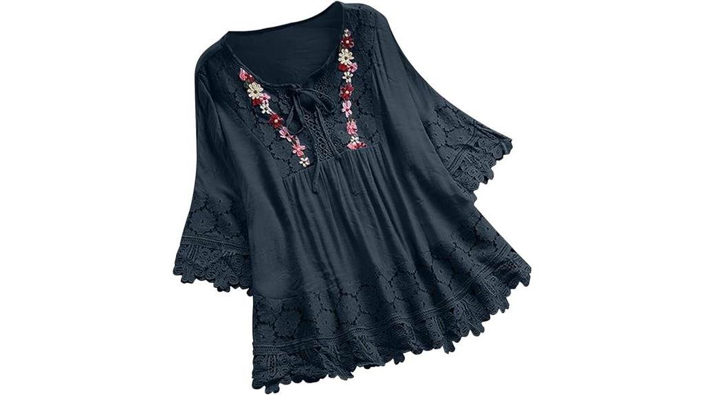 embroidered cotton linen tops