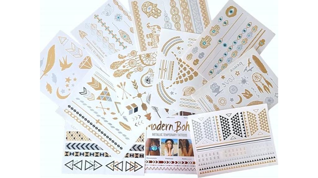fashionable metallic temporary tattoos