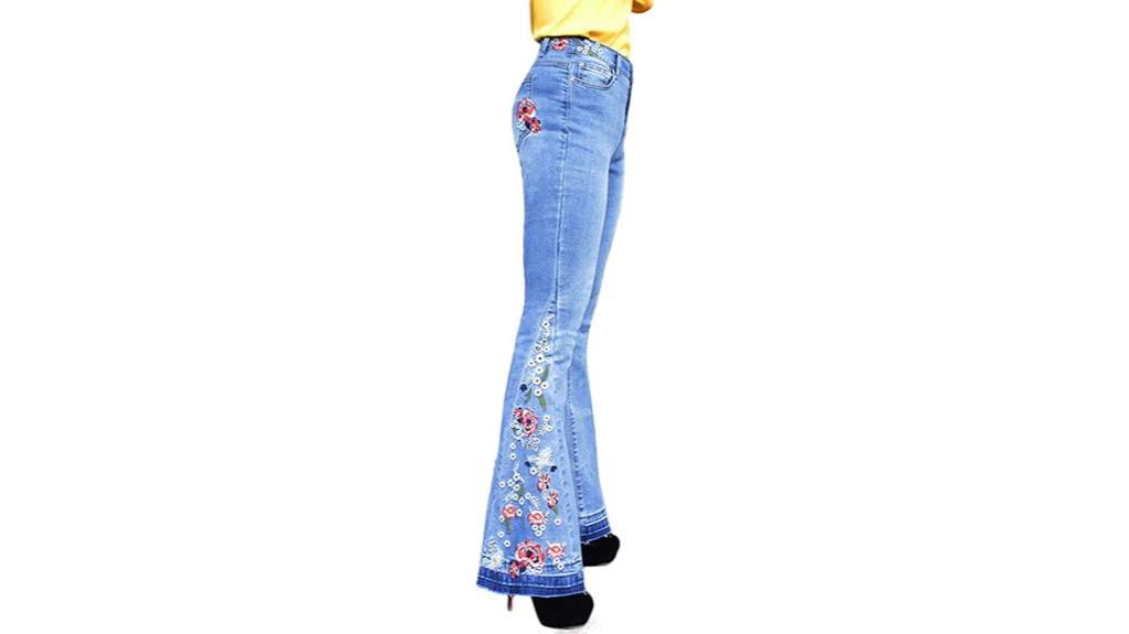floral embroidery bell bottoms