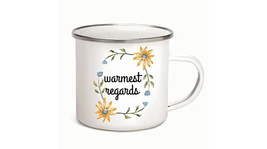 floral enamel silver mug