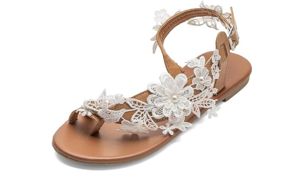 floral lace flat sandals