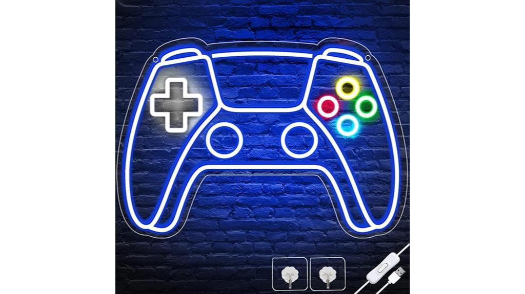 glowing neon gamer decor