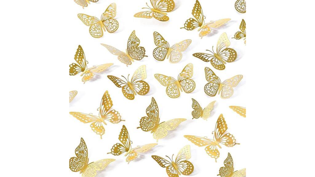 gold 3d butterfly decor