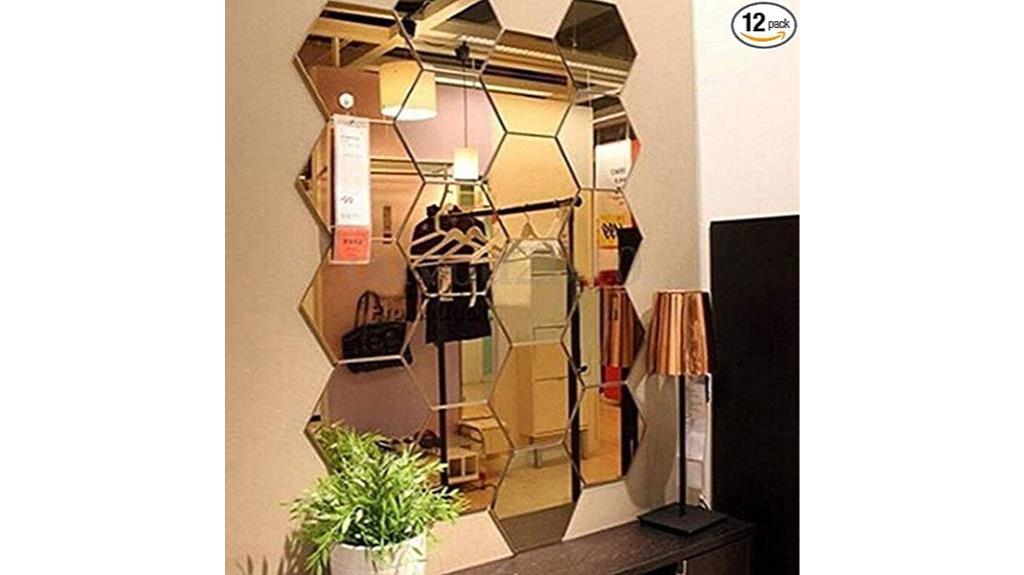hexagon mirror wall stickers