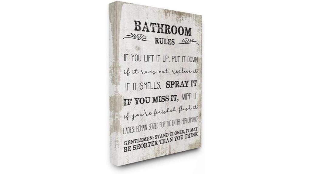 humorous bathroom rules art