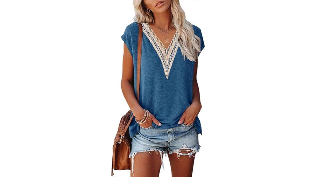 lace trim v neck top