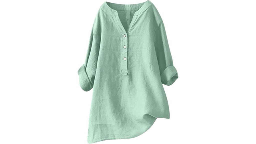 linen button down shirt for women