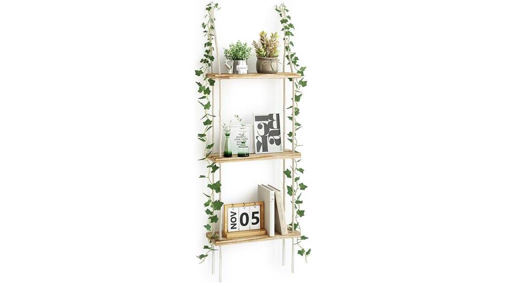 macrame shelf with ivy