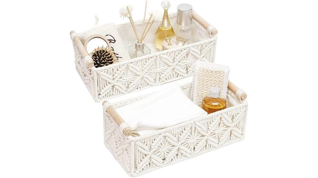 macrame storage baskets set