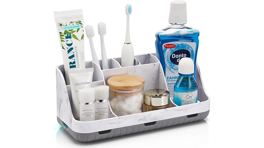 marble grey bathroom organizer