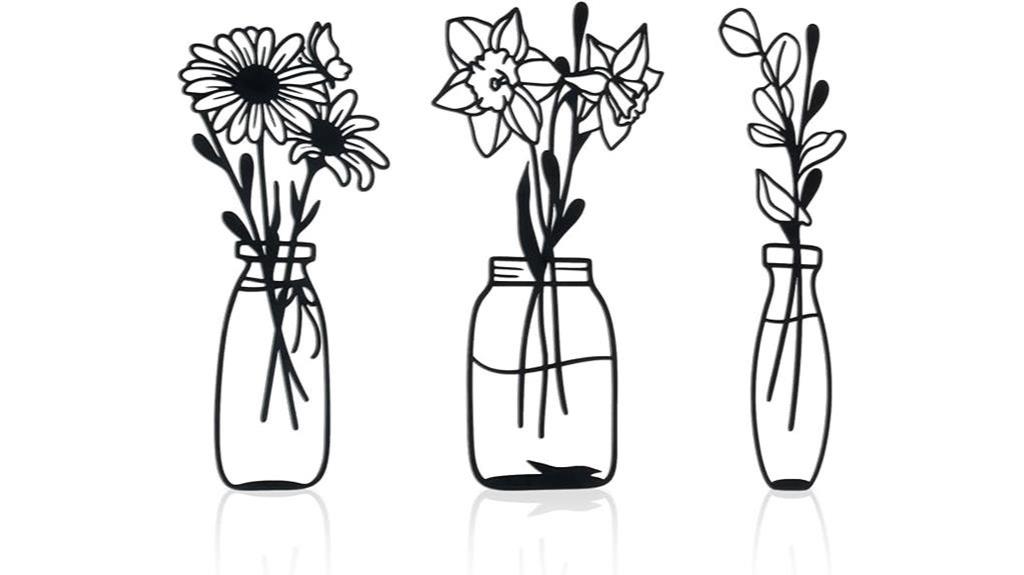 metal flowers and vases