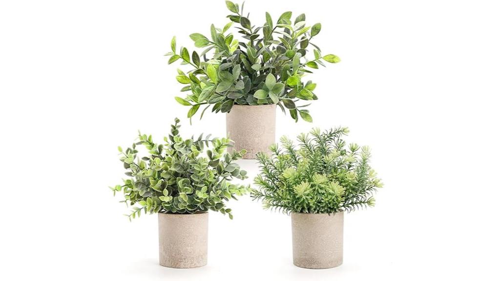 mini potted artificial topiaries