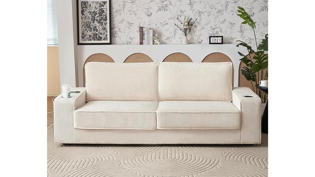 modern sofa with amenities