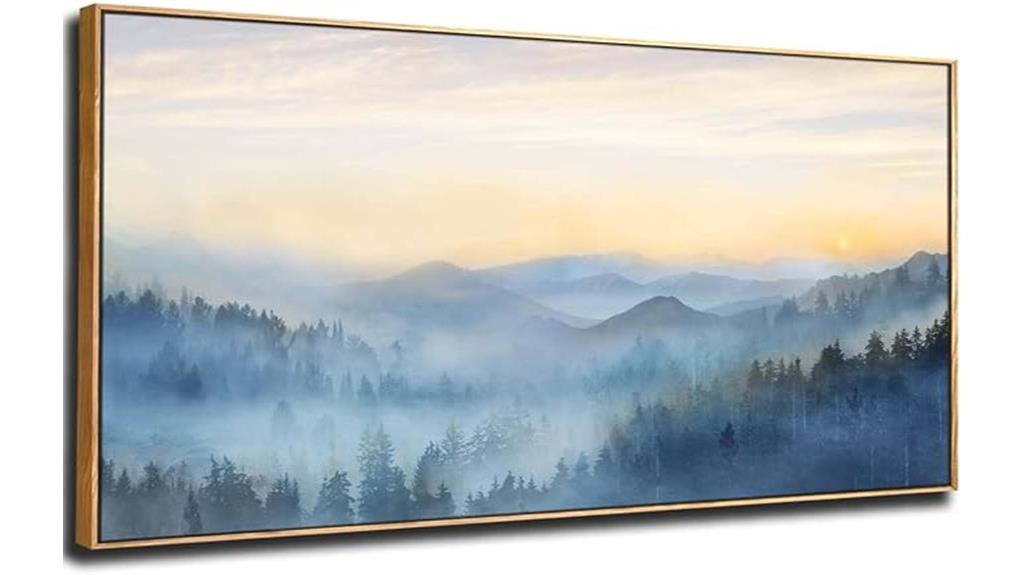 mountain themed blue wall art