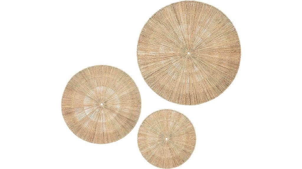 oversized woven seagrass plaques