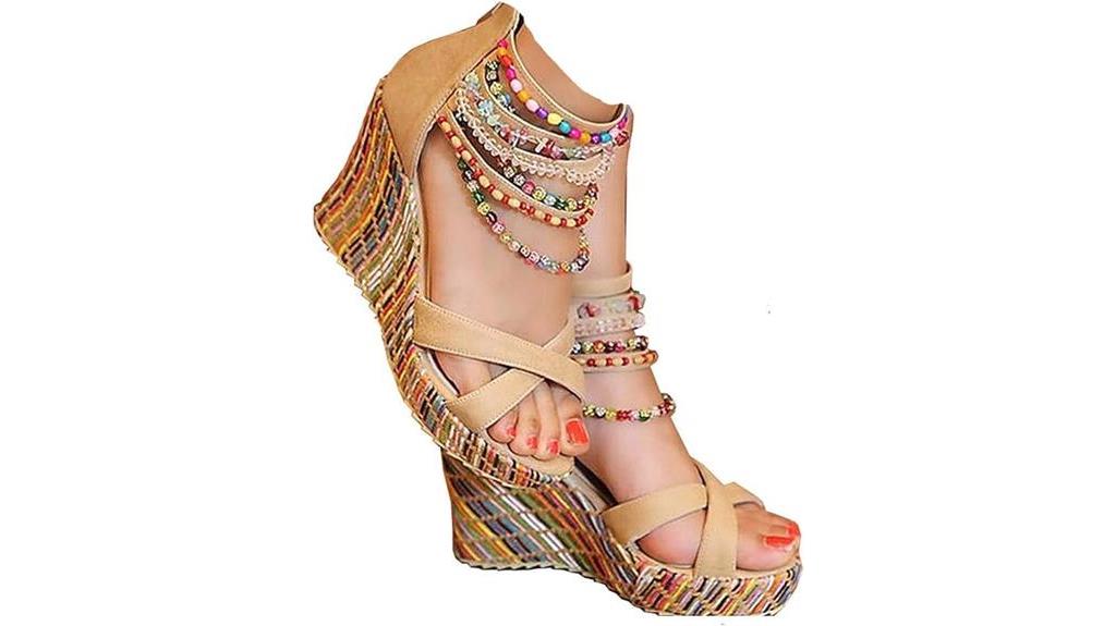 pearl adorned wedge platform sandals
