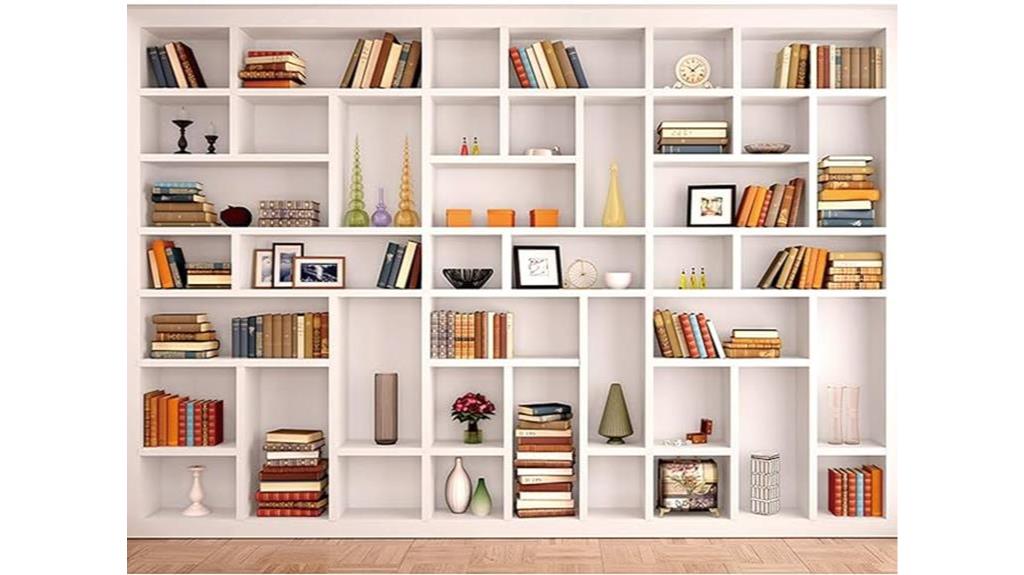 photography backdrop with white bookshelf