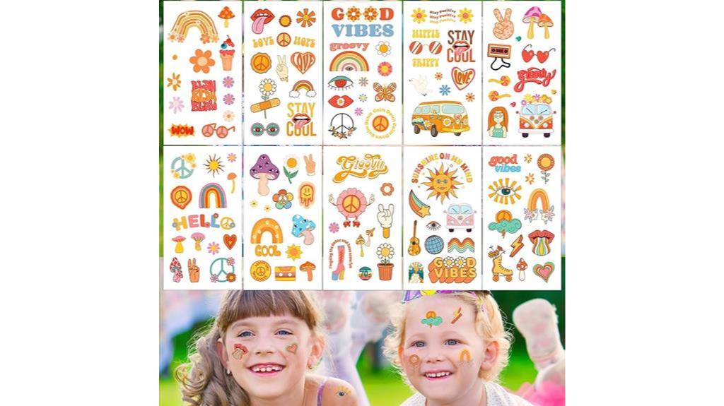 retro hippie temporary tattoos
