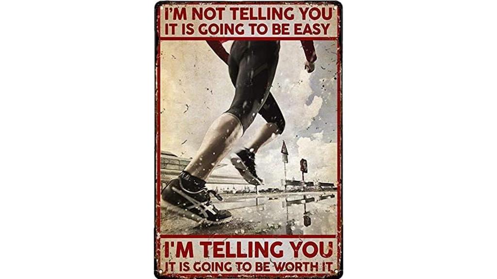 retro running metal sign