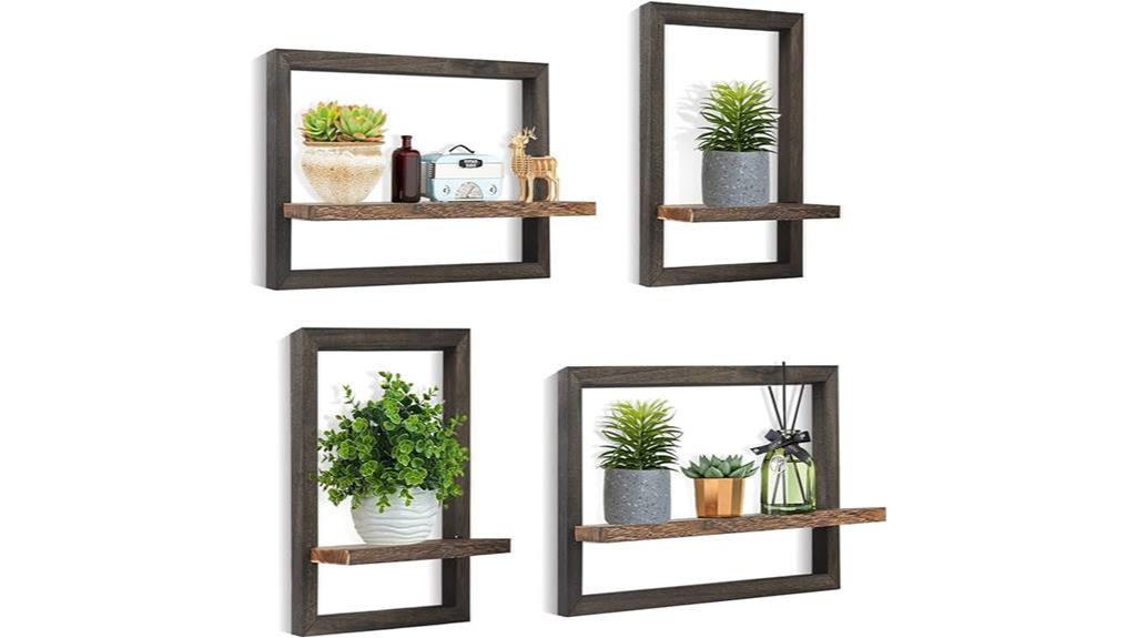 rustic floating wood shelves