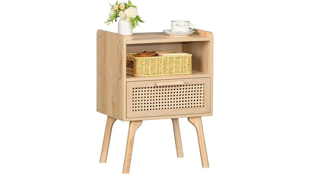 rustic rattan nightstand design