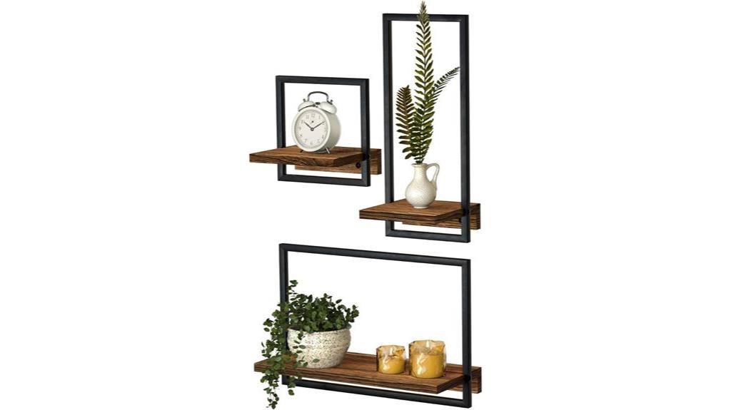 rustic wooden floating shelves