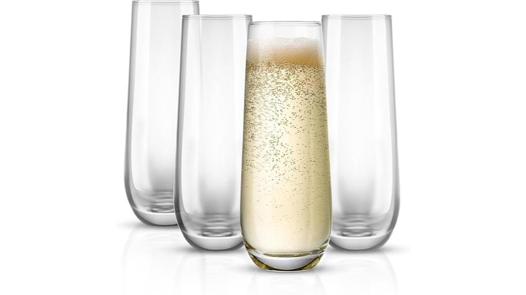 stemless glass champagne flutes