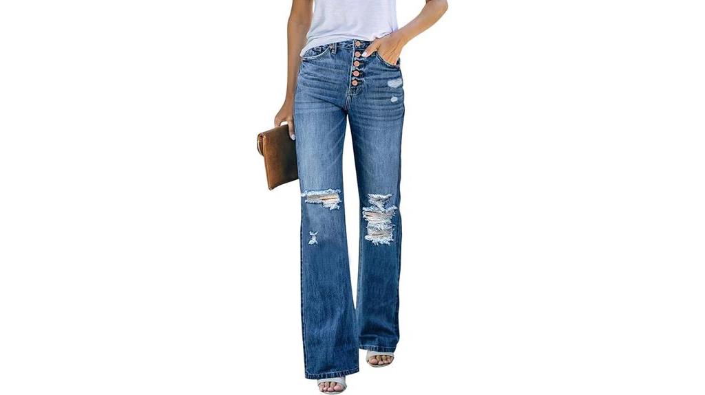 stylish high waisted ripped jeans