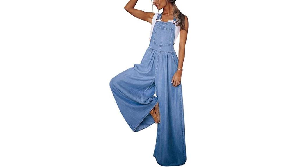 stylish wide leg denim overalls