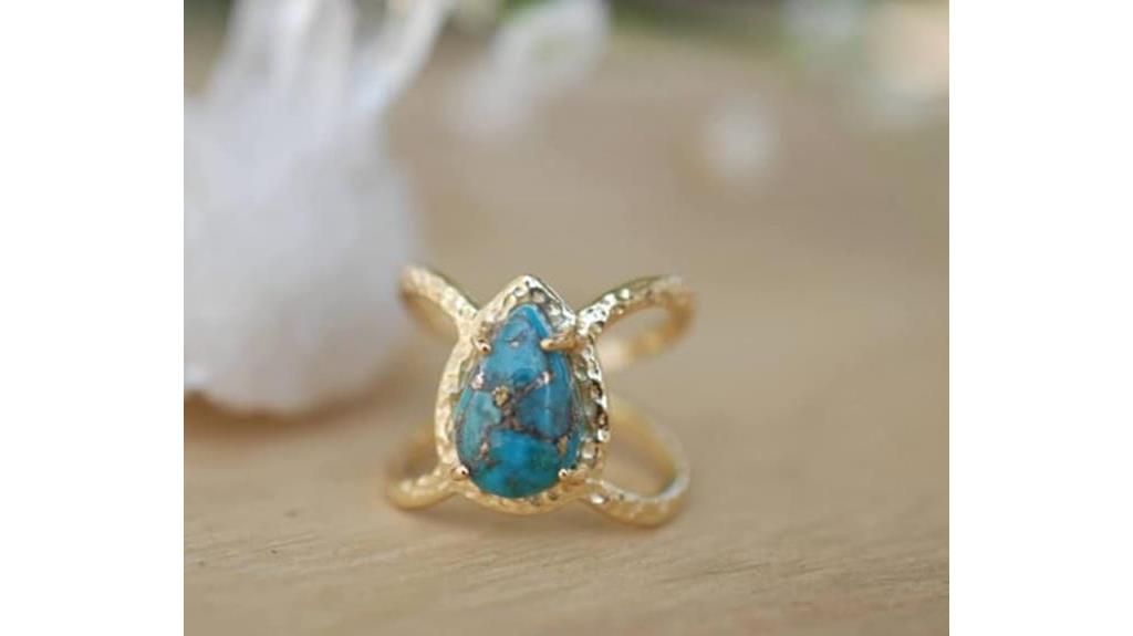 teardrop turquoise ring 18k