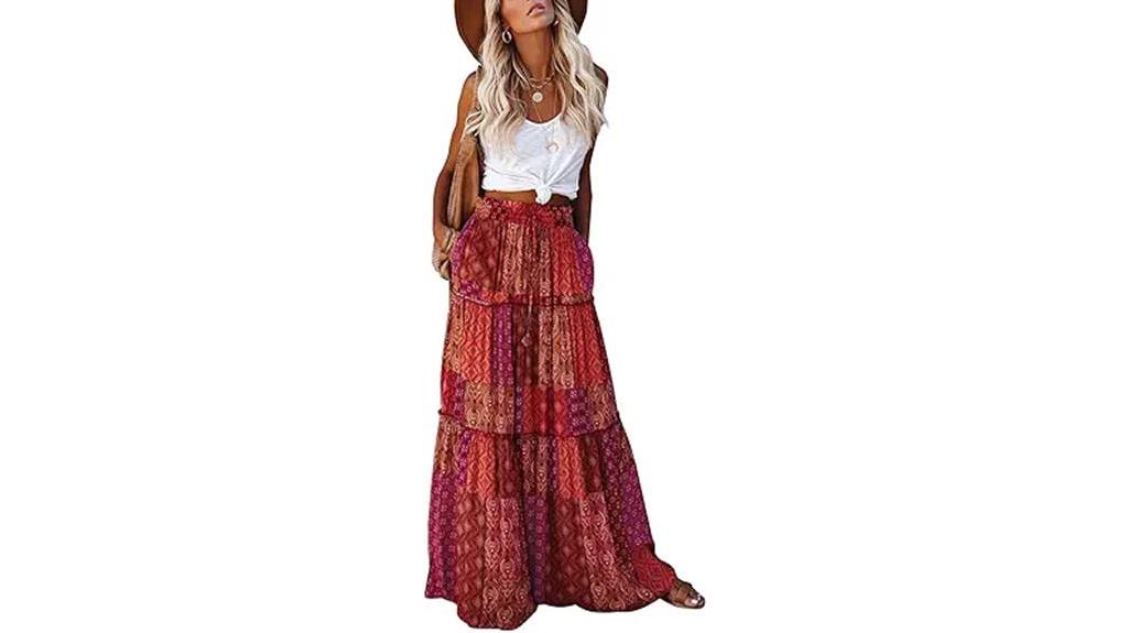 tiered paisley print skirt