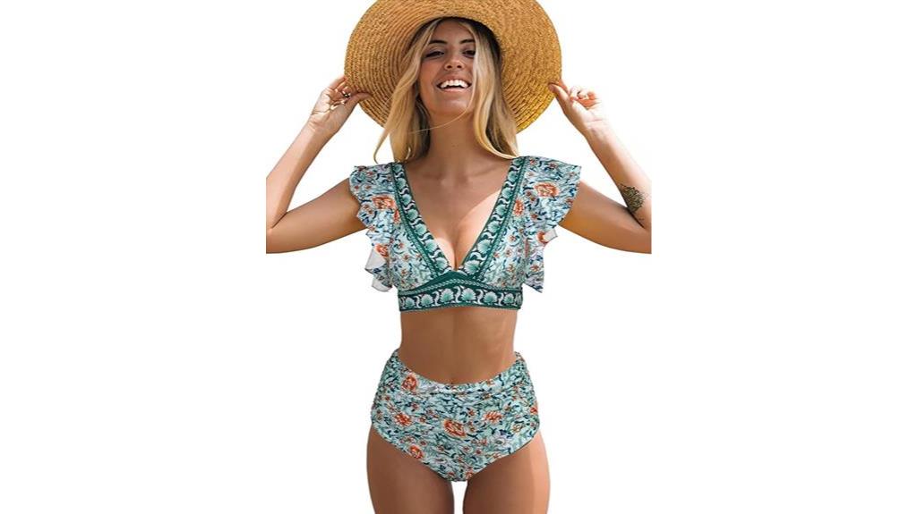 tropical print two piece swimsuit