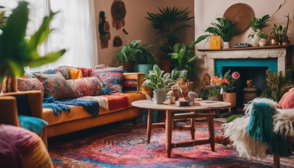 vibrant bohemian inspired living space