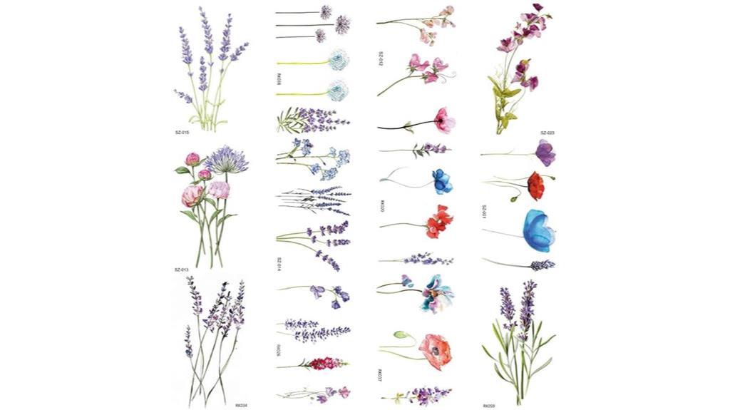 watercolor lavender flower tattoos
