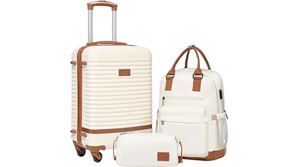 white coolife 3 piece luggage