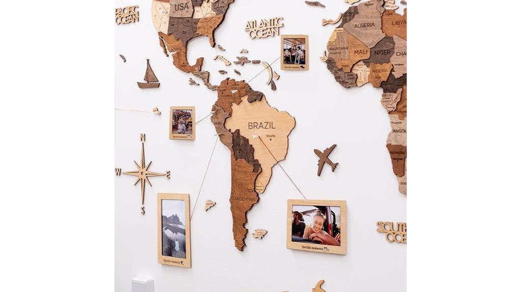 wood world map decor