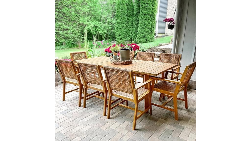 acacia wood outdoor dining