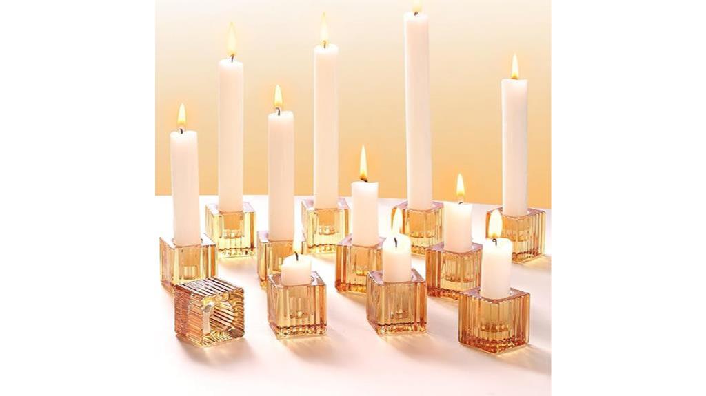 amber glass candle holders