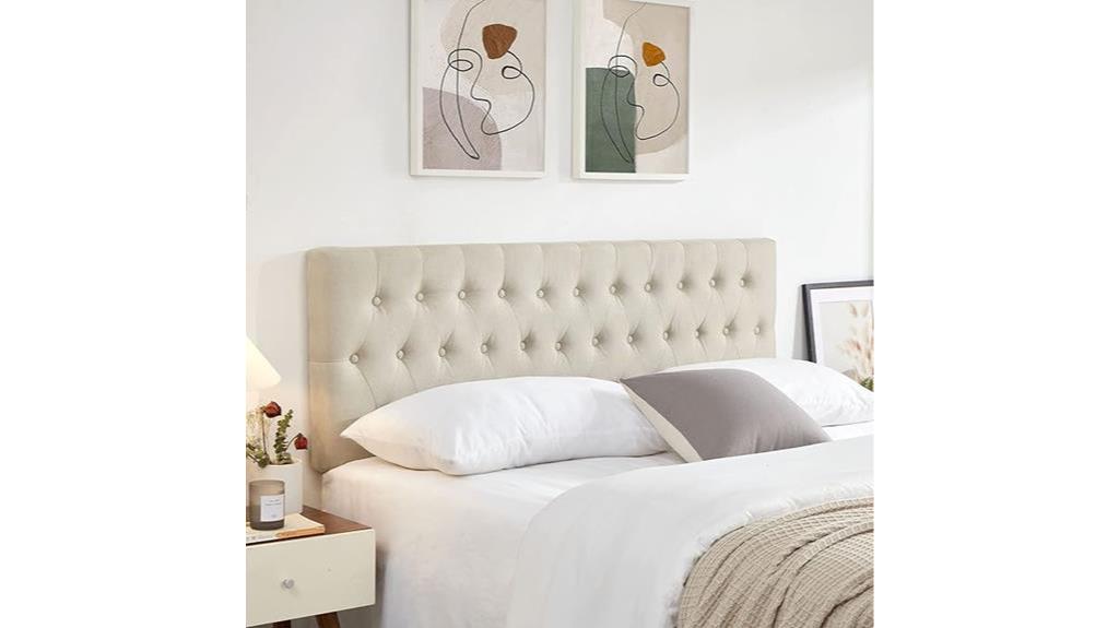 beige tufted queen headboard