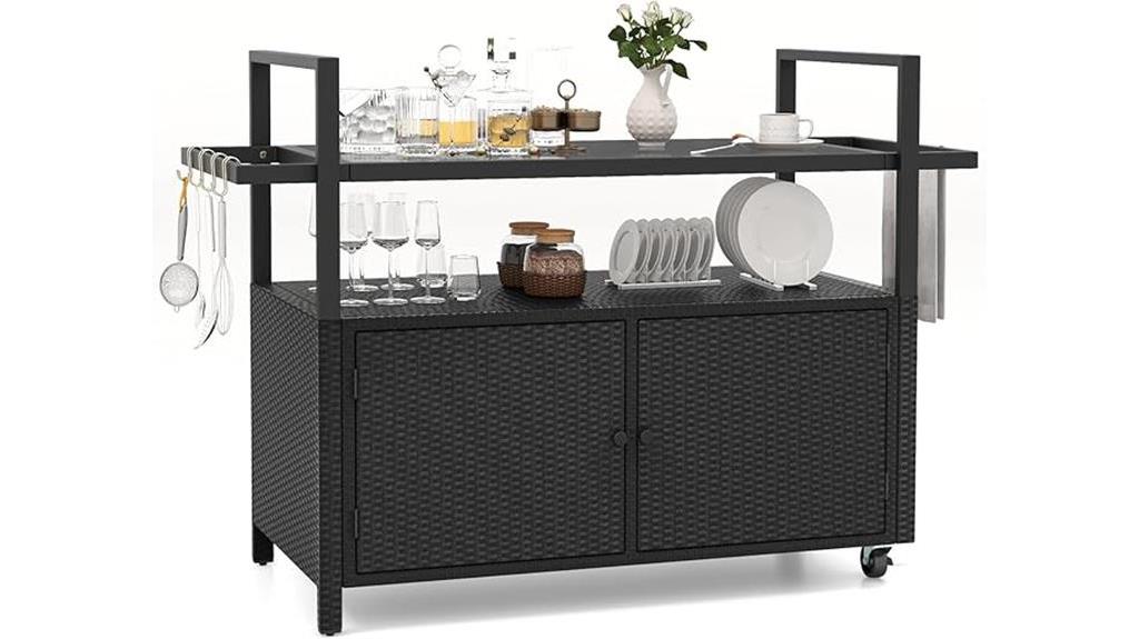 black outdoor bar cart