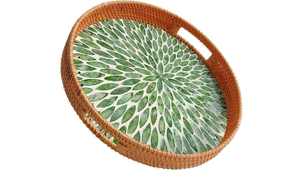 bodhi green rattan tray