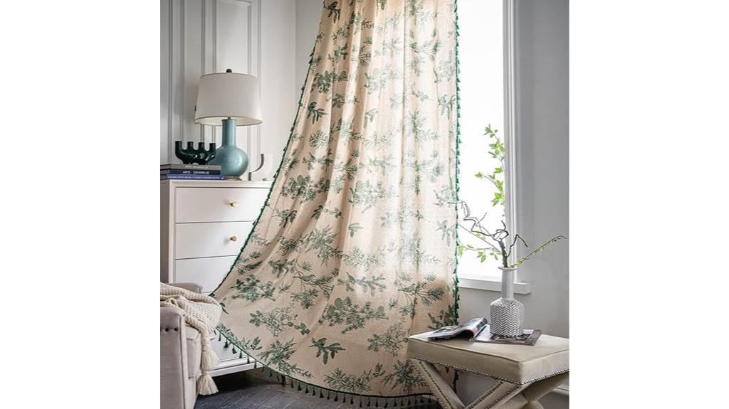 bohemian floral tassel curtains