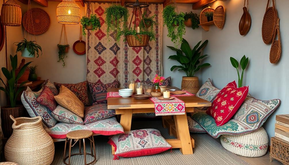 bohemian inspired dining area