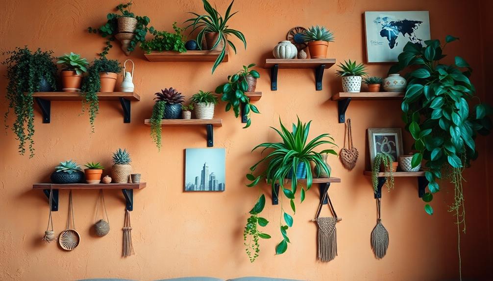 bohemian wall mounted shelves