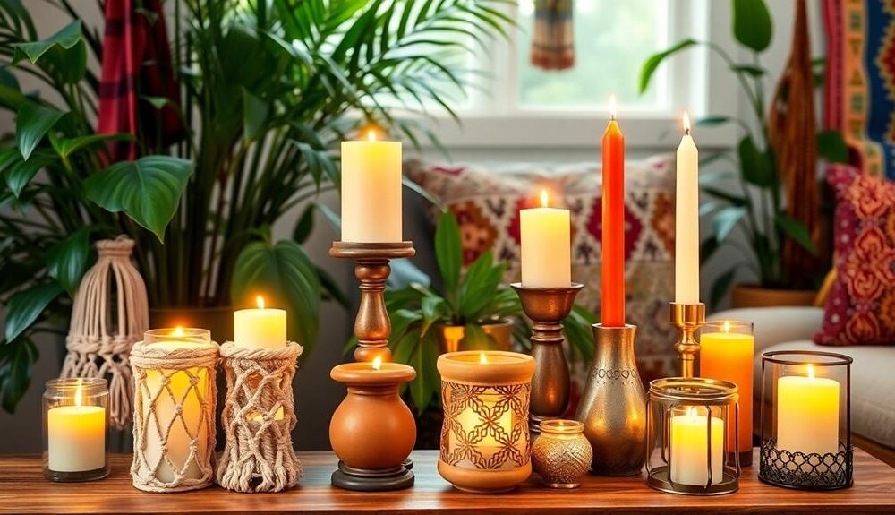 boho chic candle holders collection