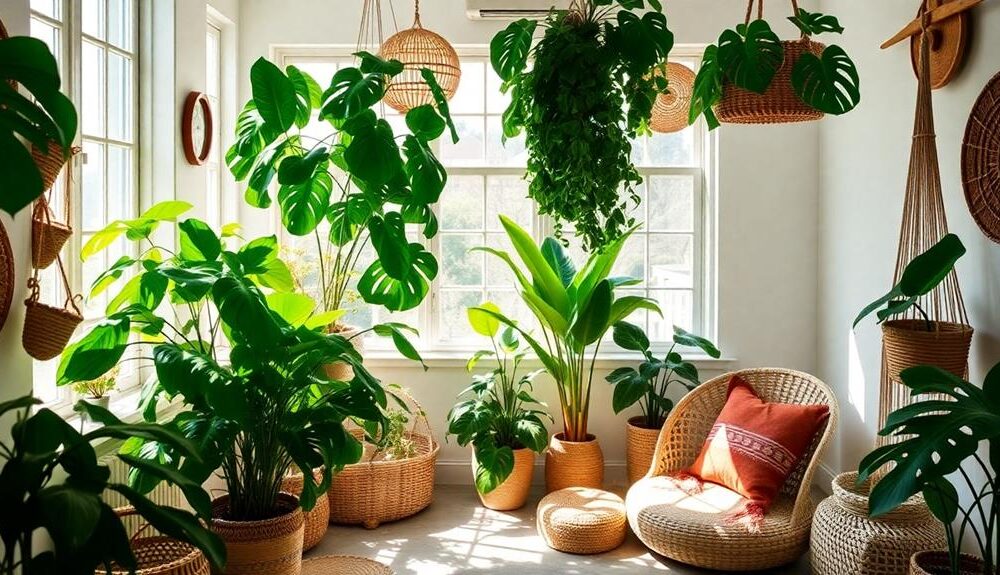 boho decor indoor plants