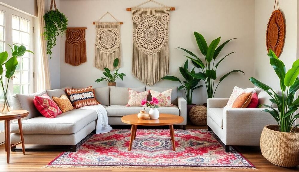 boho decor pattern mixing