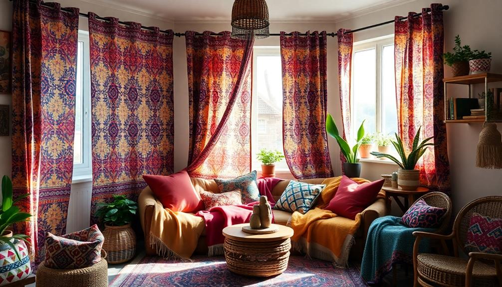 boho ethnic print curtains